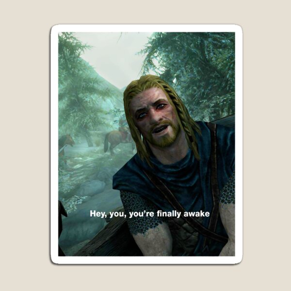 Aperçu de l'œuvre Hé toi, tu es enfin réveillé Skyrim Meme créée et vendue par EtwaunnHine.