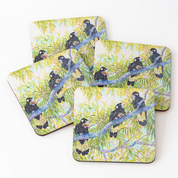 Item preview, Yellow Tailed Black Cockatoos Enjoying a Banksia Breakfast designed and sold by Judi Parkinson.