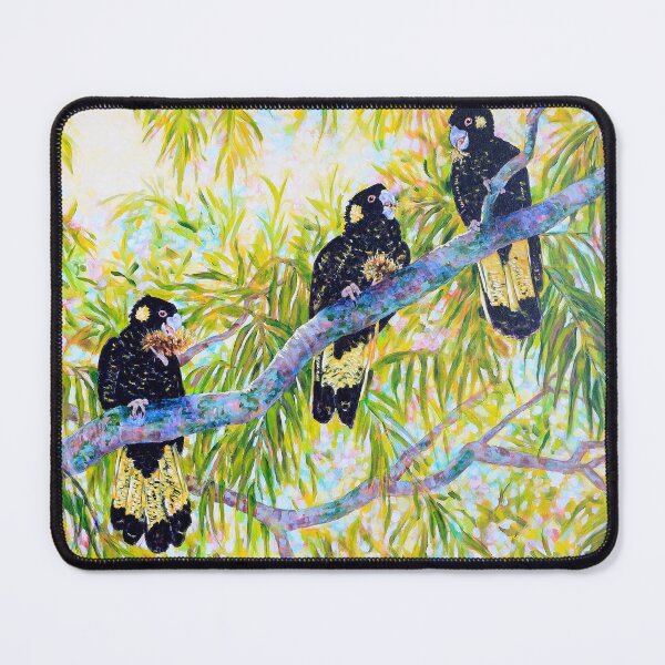 Item preview, Yellow Tailed Black Cockatoos Enjoying a Banksia Breakfast designed and sold by Judi Parkinson.