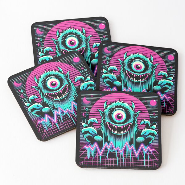 Item preview, Retro Synthwave Crazy Funny Creepy Monster Face designed and sold by SpookshowDesign.