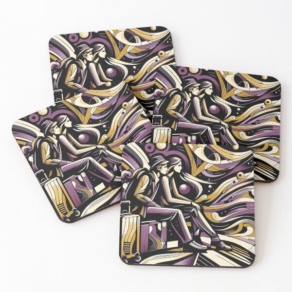 Item preview, Couple friends explore travel flow connection purple black gold designed and sold by Meena-tta.
