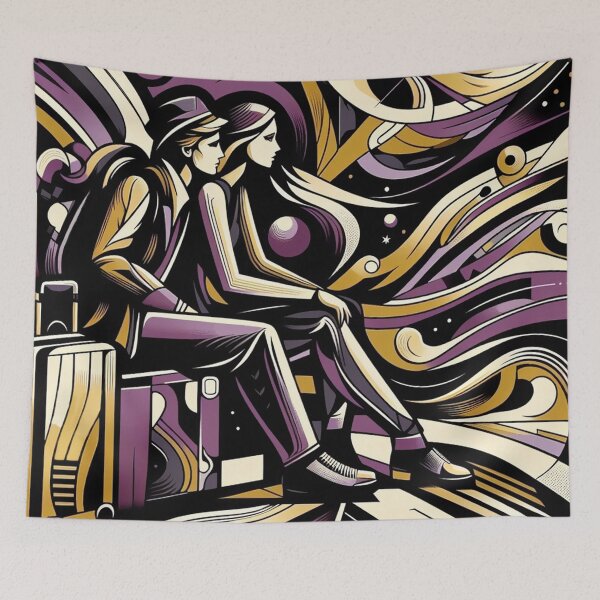 Item preview, Couple friends explore travel flow connection purple black gold designed and sold by Meena-tta.