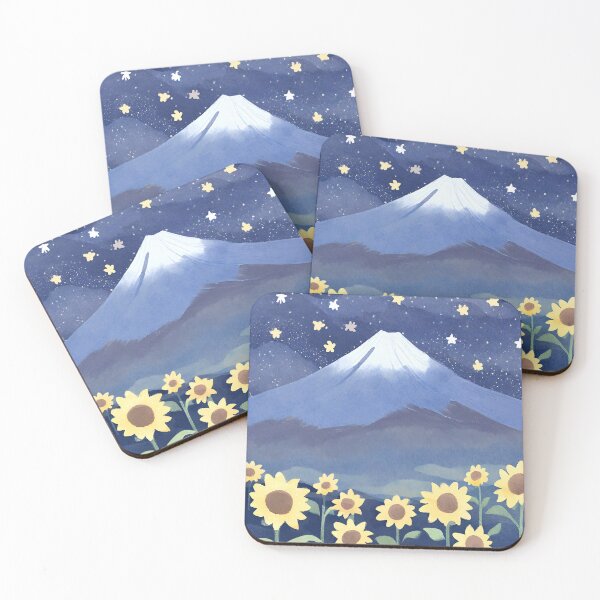 Item preview, SUNFLOWER GARDEN WITH MOUNT FUJI IN STARRY NIGHT designed and sold by konnolabz.
