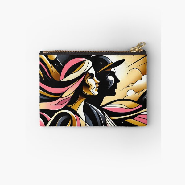 Item preview, Couple friends explore travel flow connection pink black gold designed and sold by Meena-tta.