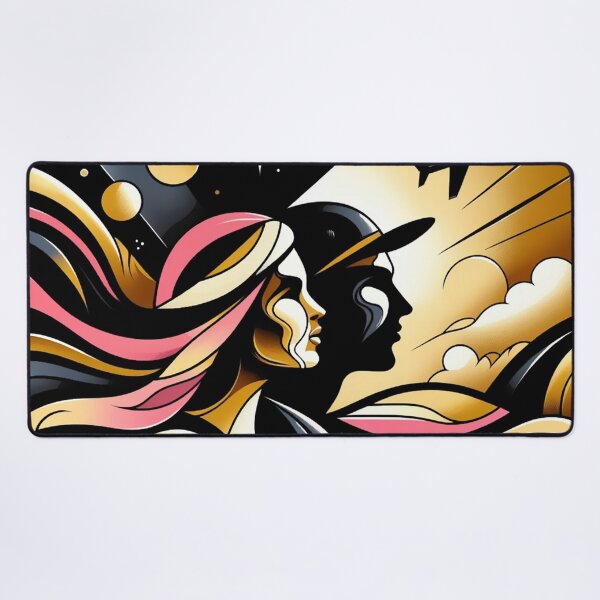 Item preview, Couple friends explore travel flow connection pink black gold designed and sold by Meena-tta.