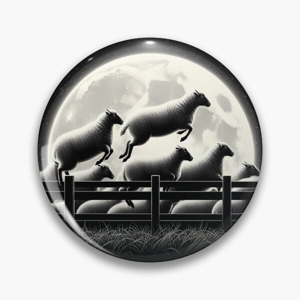 Item preview, Sheep Jumping Over Fence designed and sold by Funny Vintage Stickers And T-Shirts.