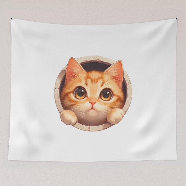 Item preview, cat looking through a hole designed and sold by HandsomeCat.