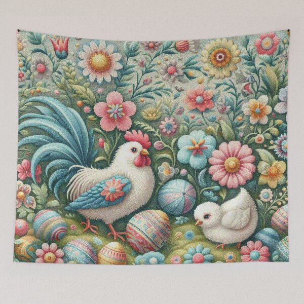 Item preview, Mother Hen Baby Chick and Easter Eggs in Flower Garden designed and sold by Illuministique.