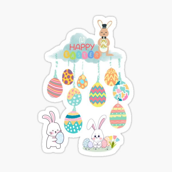 Item preview, Happy Easter rabbit and easter egg No.14 designed and sold by DigiArtNDesign.