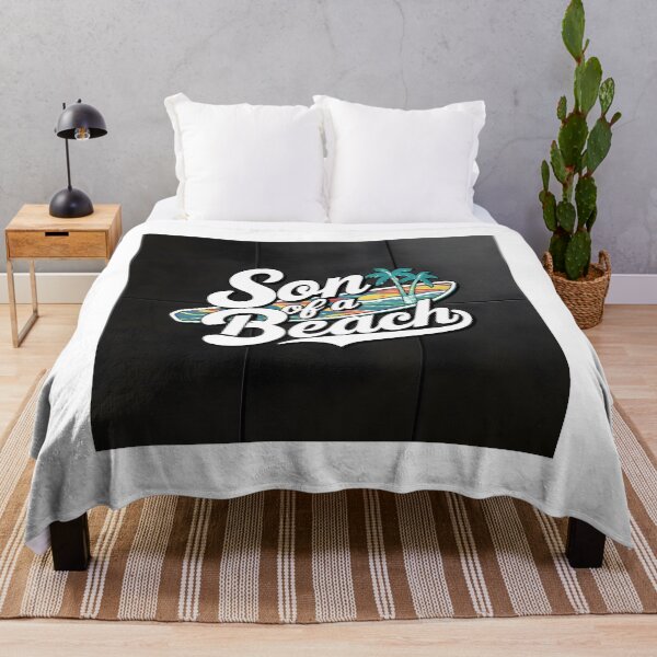 Item preview, Son of a beach quote text design with surfboard Black Edition designed and sold by KNAA.