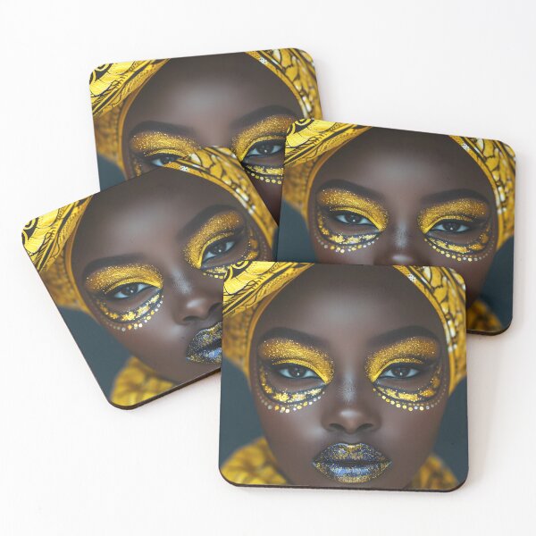 Item preview, Woman with yellow headwrap and makeup designed and sold by Artessie.