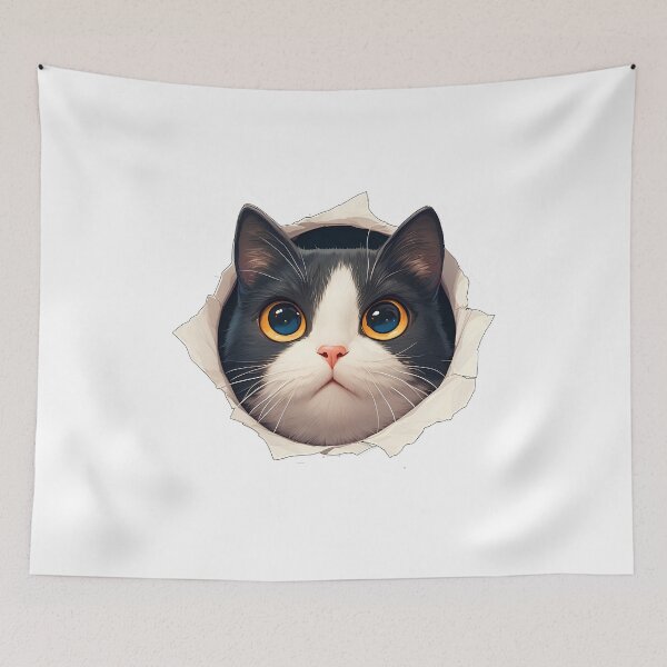 Item preview, cat looking through a hole designed and sold by HandsomeCat.