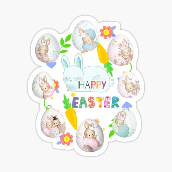 Item preview, Happy Easter rabbit and easter egg No.15 designed and sold by DigiArtNDesign.