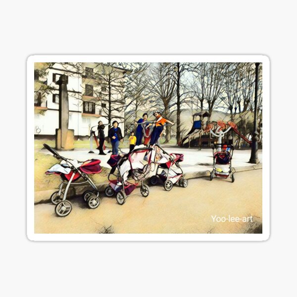 Children playing in the yard Sticker