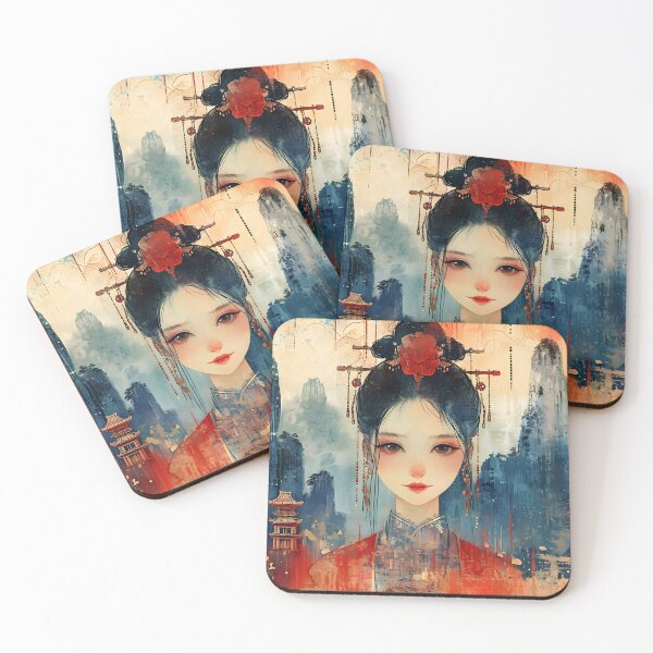 Item preview, Asian woman with asian landscape background  designed and sold by Artessie.