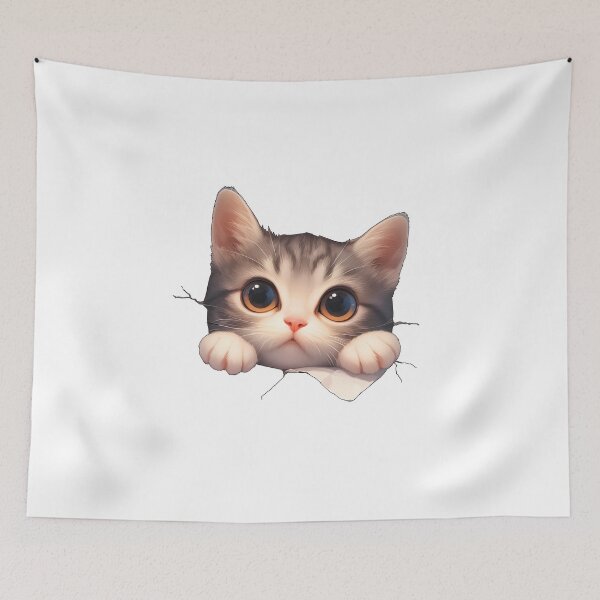 Item preview, cat looking through a hole designed and sold by HandsomeCat.