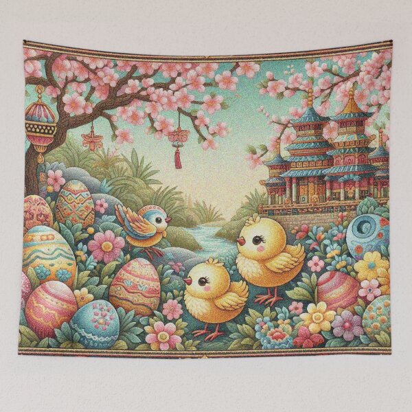 Item preview, Three Little Chicks Playing under the Sakura Tree designed and sold by Illuministique.
