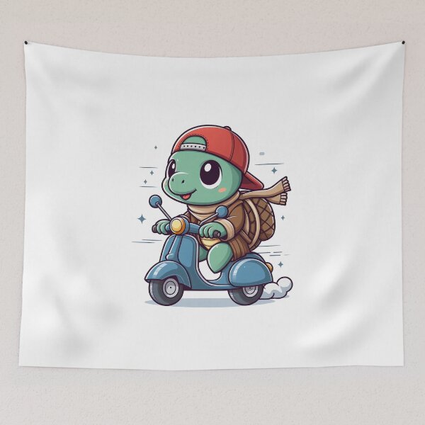 Item preview, Cartoon turtle riding a scooter. designed and sold by MzulhilmiZam.