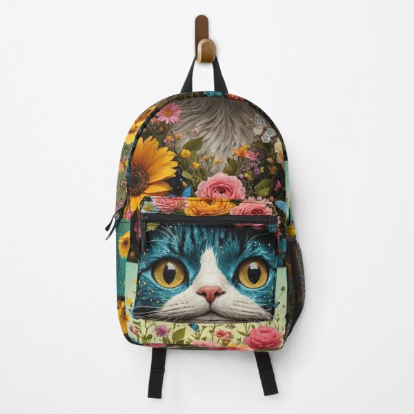 Item preview, Blue Kitten with Flowers designed and sold by LyndiiLoubie.