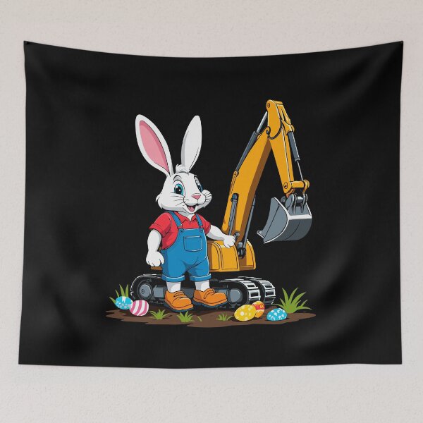 Item preview, Easter bunny excavator driver Easter eggs excavating funny designed and sold by LuminOrb.