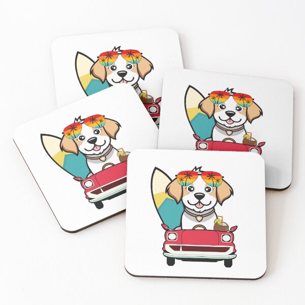 Item preview, Funny Happy Dog is driving a car with a surfboard designed and sold by Pet Station.