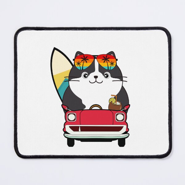 Item preview, Funny Fat Cat is driving a car with a surfboard designed and sold by Pet Station.