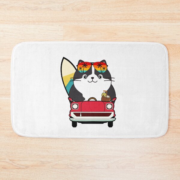 Item preview, Funny Fat Cat is driving a car with a surfboard designed and sold by Pet Station.