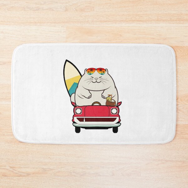 Item preview, Funny Fat Cat is driving a car with a surfboard designed and sold by Pet Station.
