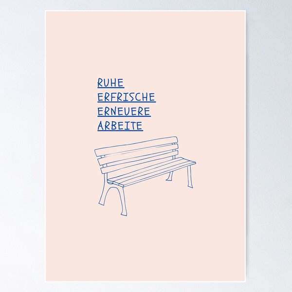 Item preview, Ruhe, erfrische, erneuere, arbeite | Illustration of a garden chair | Pastel Pink Background designed and sold by RM-Journey.