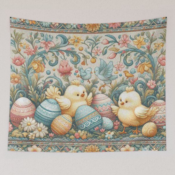 Item preview, Easter Eggs and Chicks in Garden of flowers designed and sold by Illuministique.