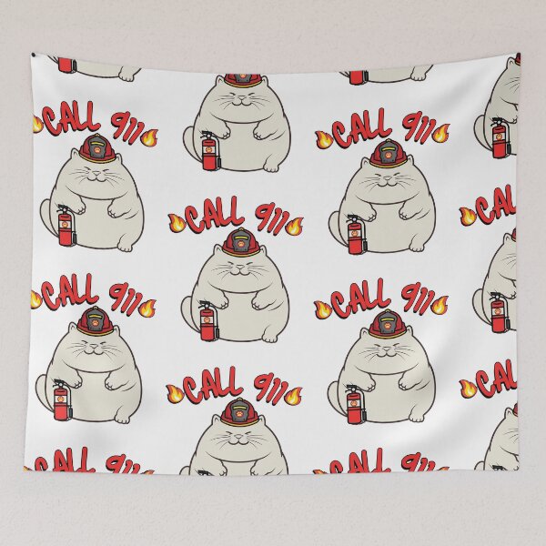 Item preview, Funny Fat cat Firefighter designed and sold by Pet Station.