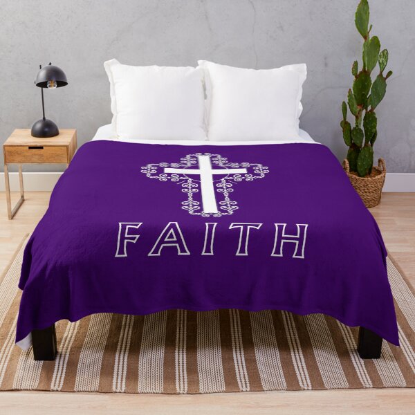 Item preview, Minimalist White Christian Cross Symbol with Faith Text Spiritual Art designed and sold by REALKIRAN.
