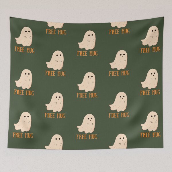 Item preview, Free Hug | Cute Ghosts Illustration | Green Background designed and sold by RM-Journey.