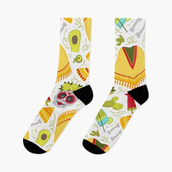 Item preview,  Seamless pattern with flat Mexican poncho, skull, food designed and sold by Nattalu.