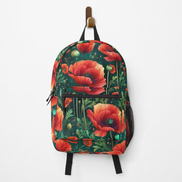 Item preview, bright scarlet poppies in green grass background designed and sold by orthodox-icon.