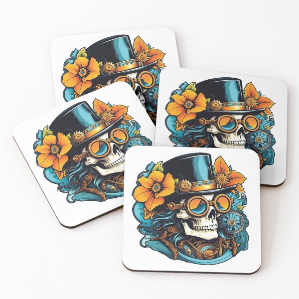 Item preview, Elegant mechanical skull with flowers designed and sold by Ink-Kreativ.