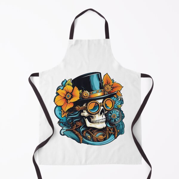 Item preview, Elegant mechanical skull with flowers designed and sold by Ink-Kreativ.