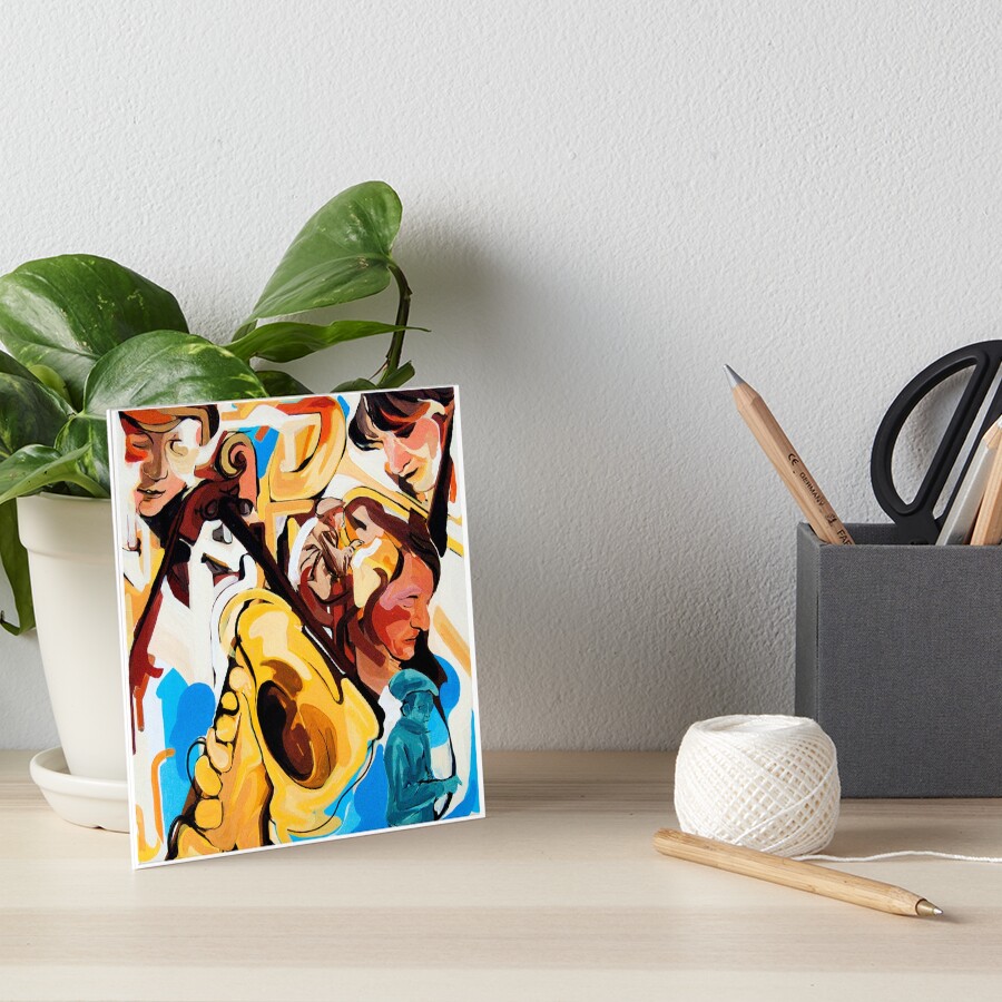 Playing Saxophone and Cello Abstract Expressive Painting Art Board Print