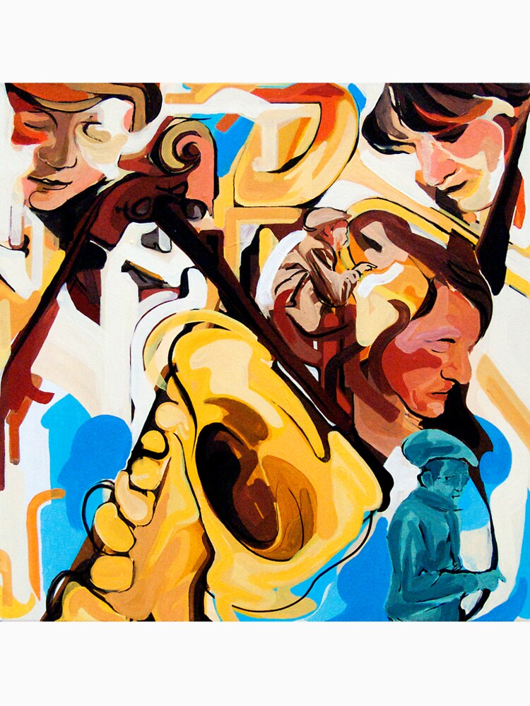 Playing Saxophone and Cello Abstract Expressive Painting by CatarinaGarcia