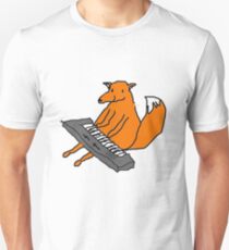 Happy little fox playing his keyboard Unisex T-Shirt