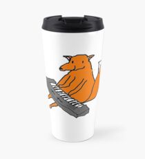 Happy little fox playing his keyboard Travel Mug