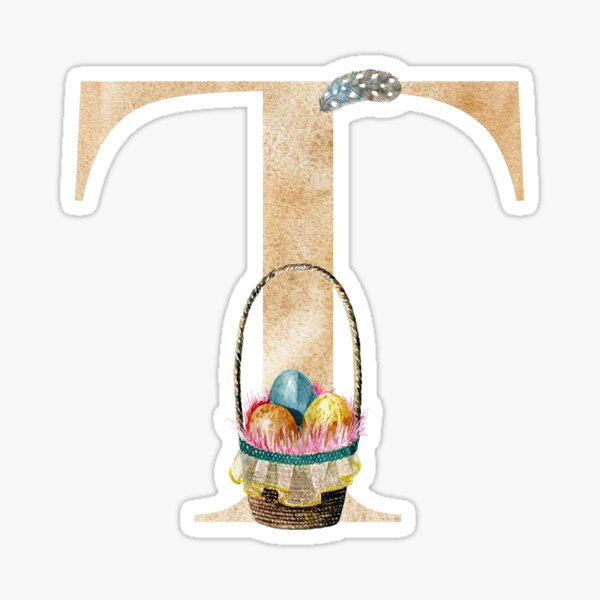 Item preview, Watercolor easter letter T designed and sold by tapilipa.