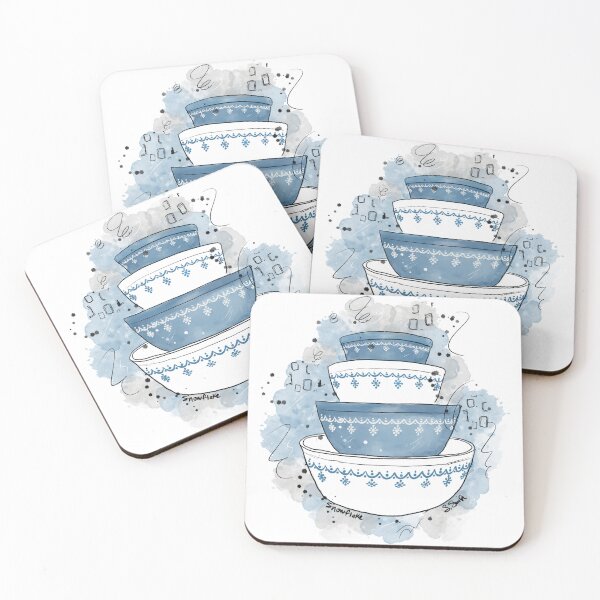 Item preview, Vintage Pyrex Snowflake Nesting Bowls designed and sold by thegoodmoonart.