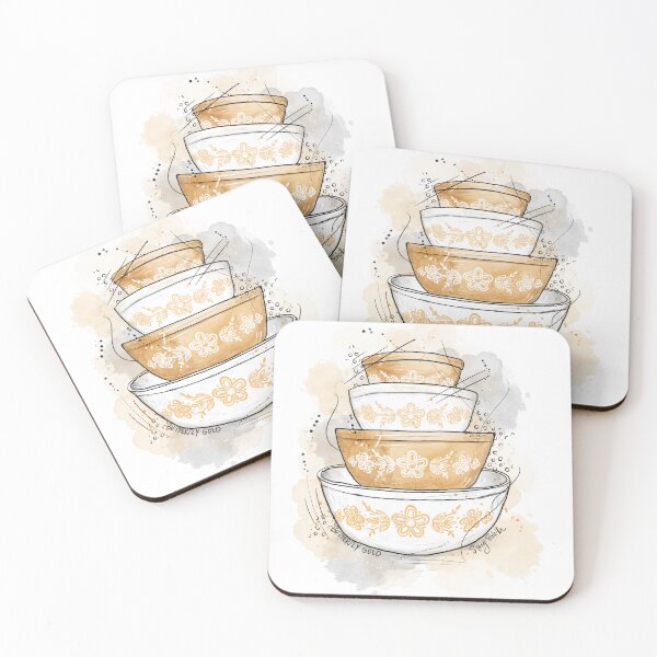 Item preview, Vintage Pyrex Butterfly Gold Nesting Bowls designed and sold by thegoodmoonart.