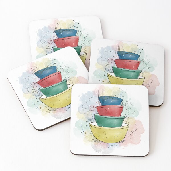 Item preview, Vintage Pyrex Primary Nesting Bowls designed and sold by thegoodmoonart.