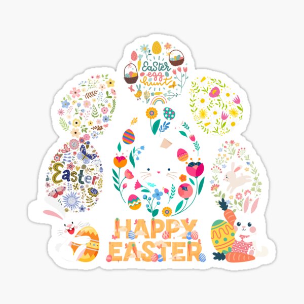 Item preview, Happy Easter rabbit and easter egg No.16 designed and sold by DigiArtNDesign.