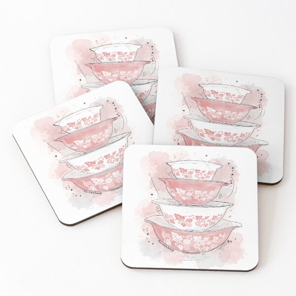 Item preview, Vintage Pyrex Pink Gooseberry Cinderella Bowls designed and sold by thegoodmoonart.