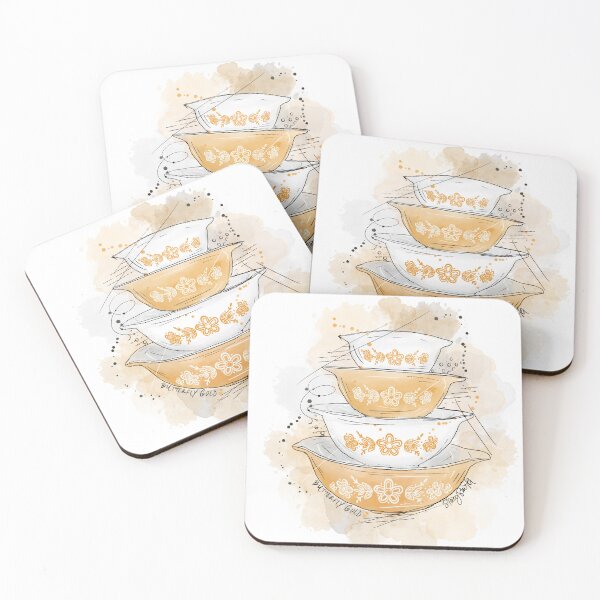 Item preview, Vintage Pyrex Butterfly Gold Cinderella Bowls designed and sold by thegoodmoonart.