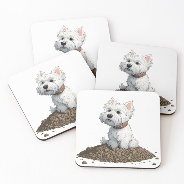 Item preview, West Highland White Terrier Cartoon in the dirt designed and sold by WarmAndWestie.