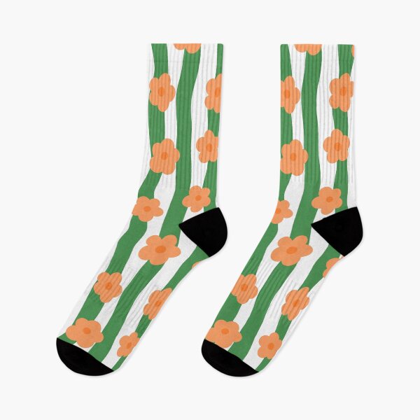 Item preview, Orange and Green Groovy Flowers Wavy and Stripy Background  designed and sold by OneThreeSix.